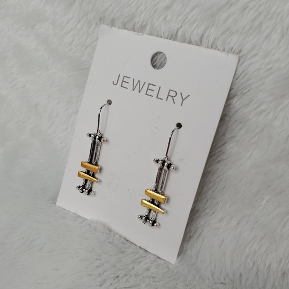 Abstract Dual Tone Earrings - Picture 3 of 6